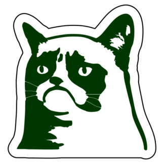 Grumpy Cat 2 Sticker (Dark Green)